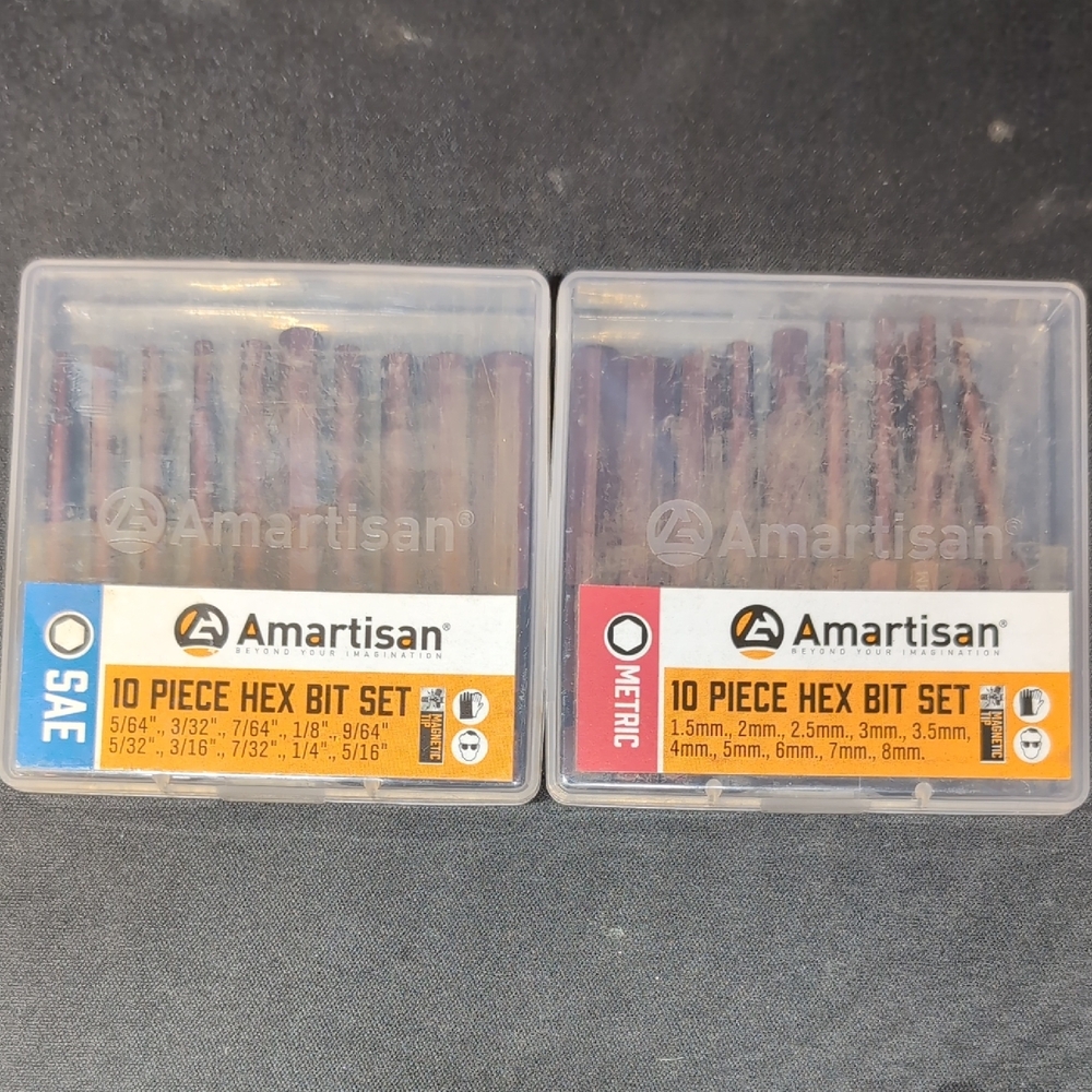 Amartisan 10 Piece Hex Bit Sets SAE + Metric